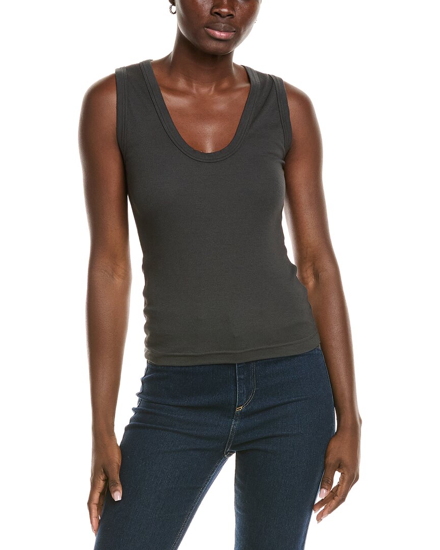Perfectwhitetee U-neck Ribbed Tank In Black