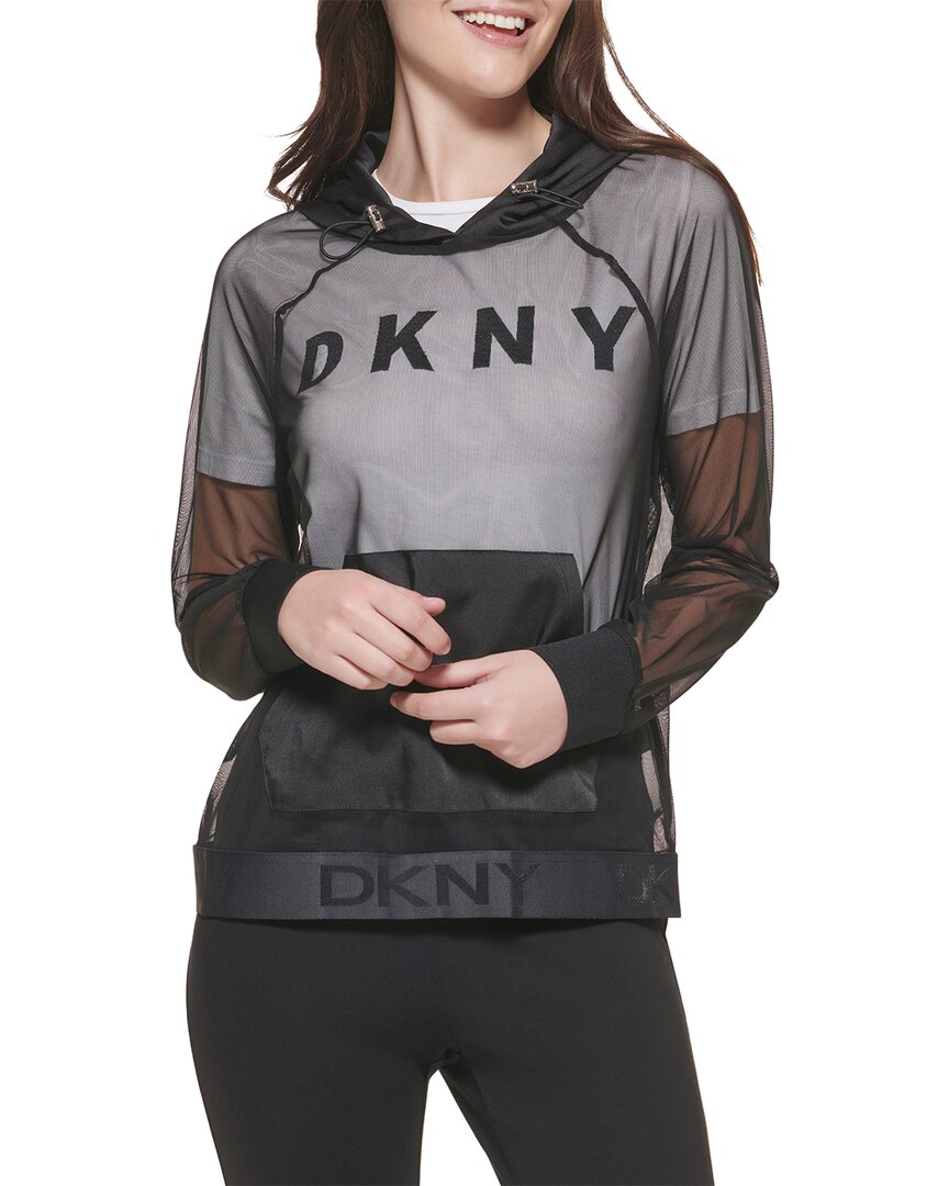 Dkny Pullover Hoodie In Black