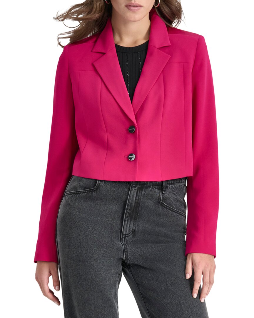Dkny Cropped Two-button Blazer In Pink