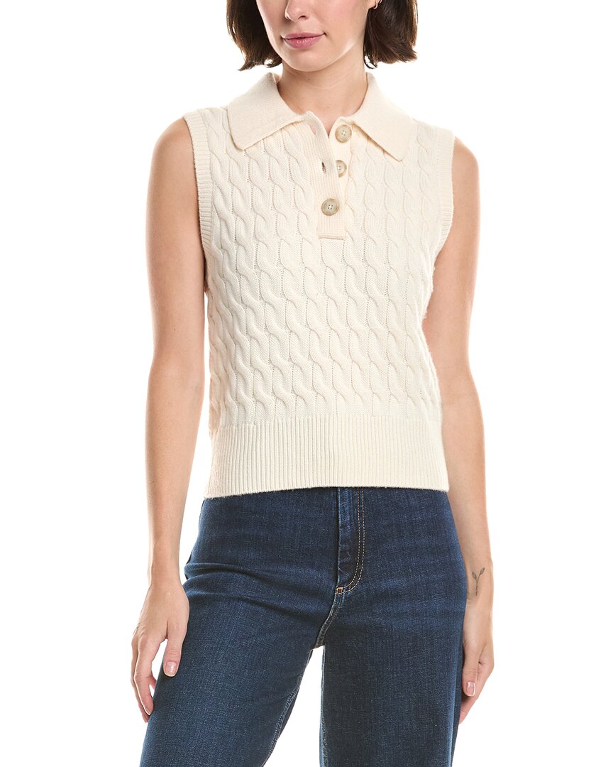 Frame Denim The Cable Knit Polo Vest In Neutral