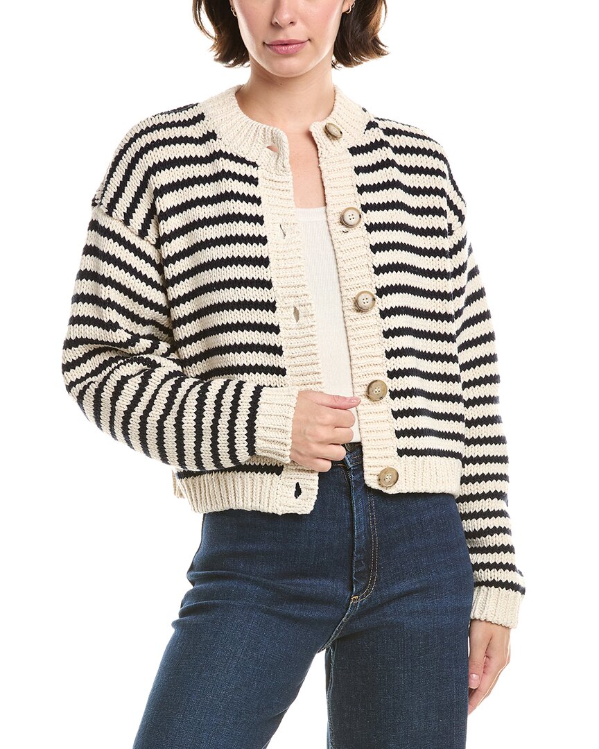 Frame The Chunky Femme Striped Cotton Cardigan In Multi