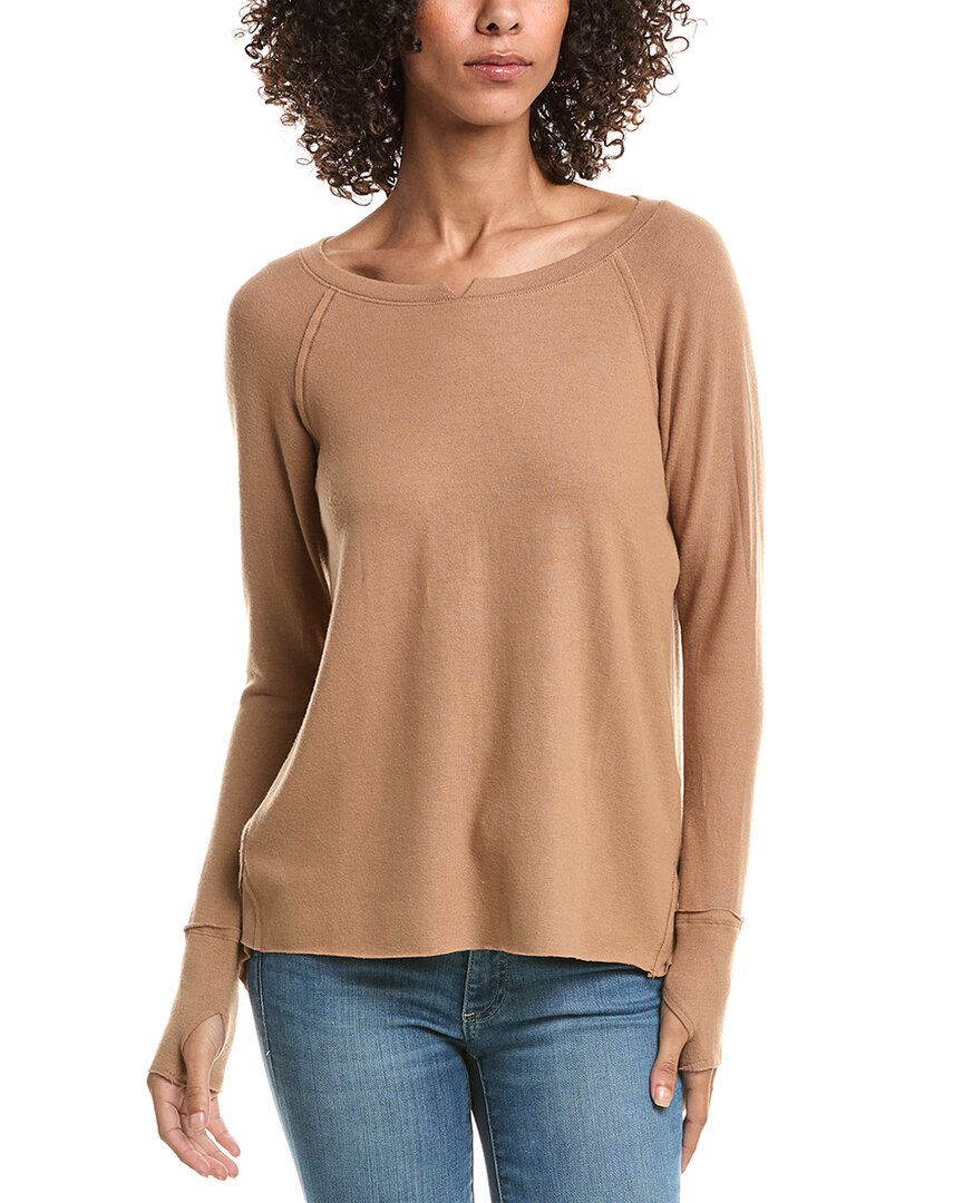 Michael Stars Notched High-low T-shirt In Brown
