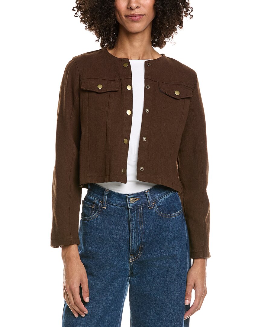 Hl Affair Woven Cardigan In Brown