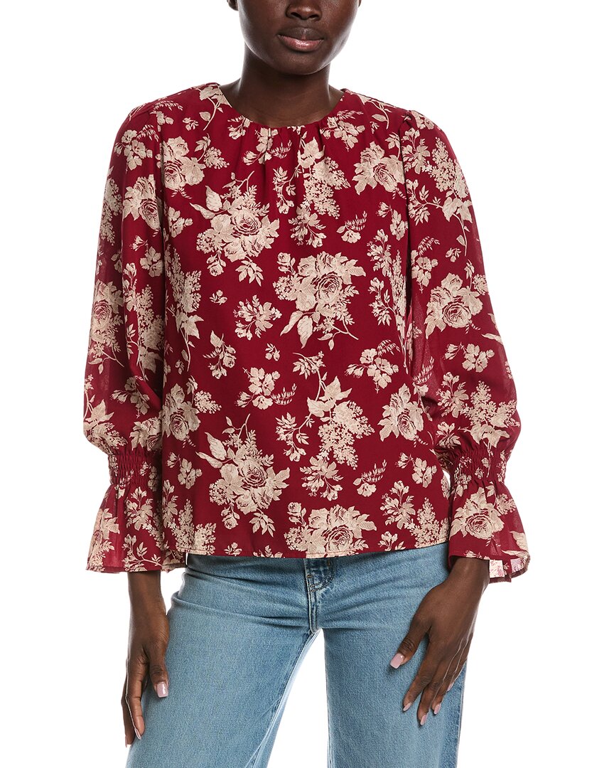 Cece Smocked Flounce Sleeve Blouse In Multi