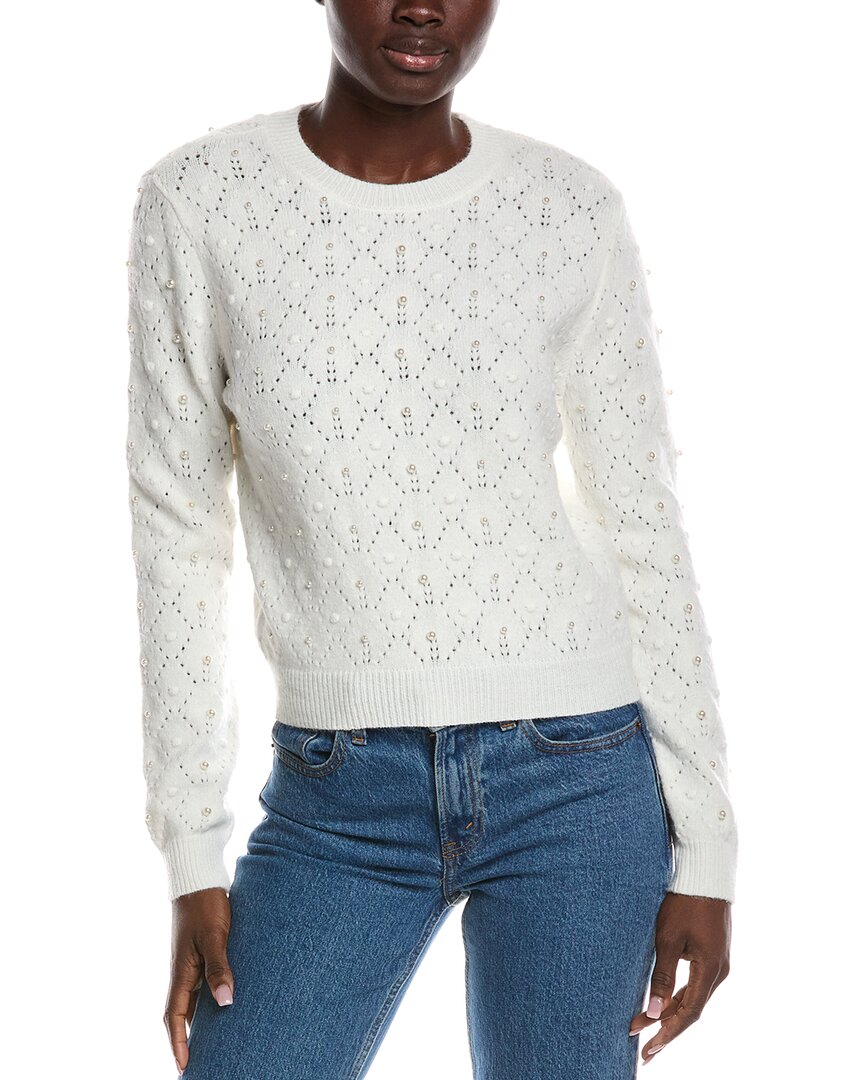 Nanette Lepore Nanette  Pointelle Pearl Sweater In White