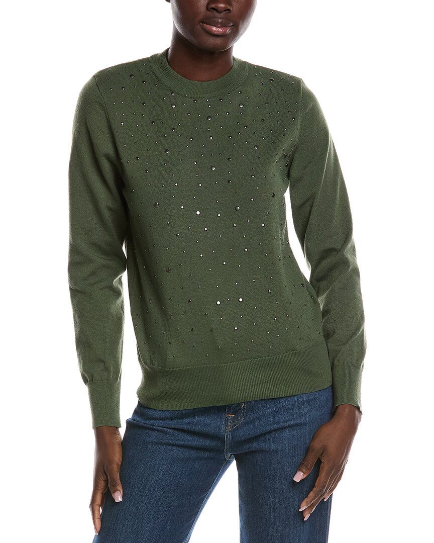 Nanette Lepore Studded Front Sweater In Green