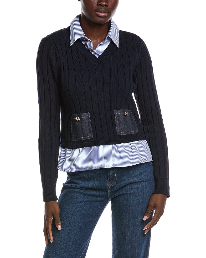 Nanette Lepore Nanette  Twofer Sweater In Blue