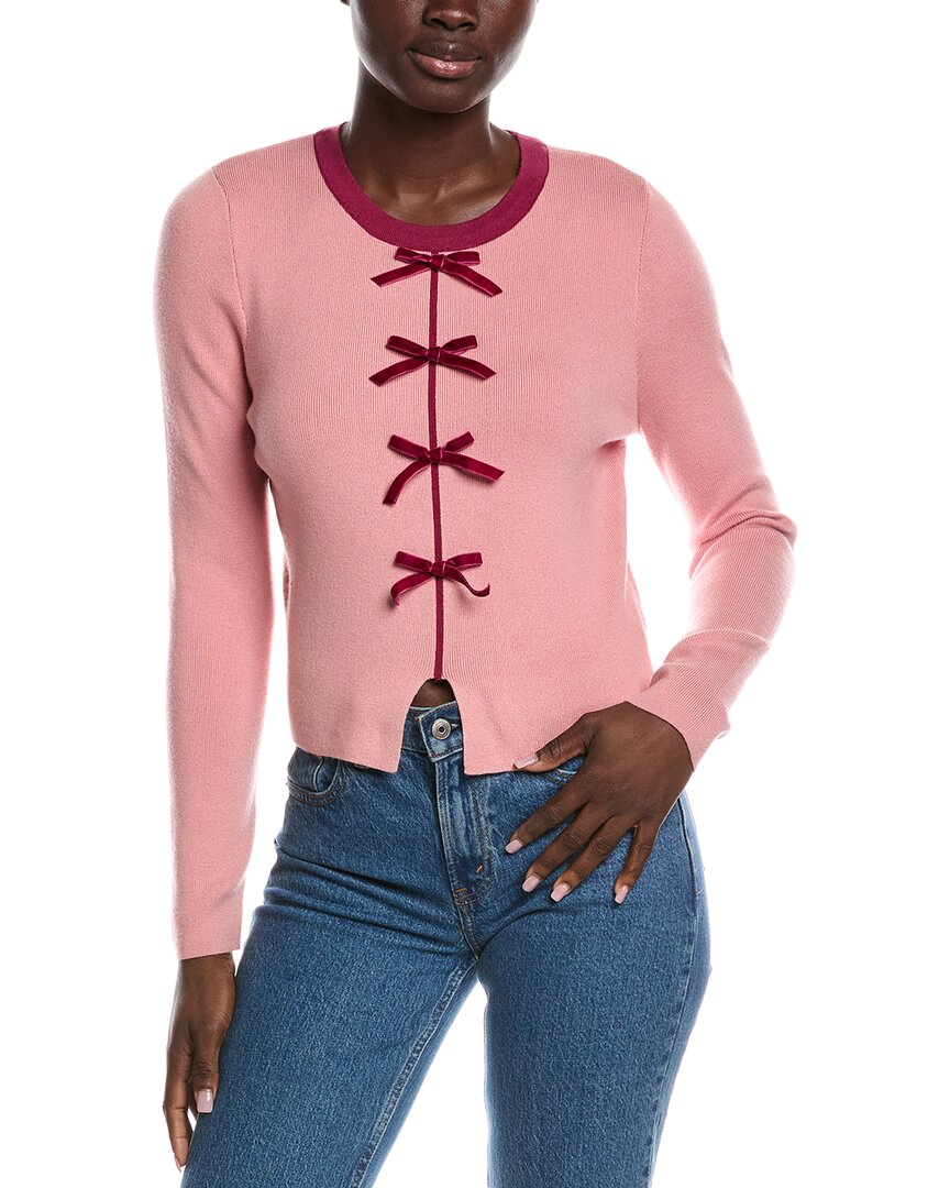 Nanette Lepore Velvet Bow Sweater In Pink