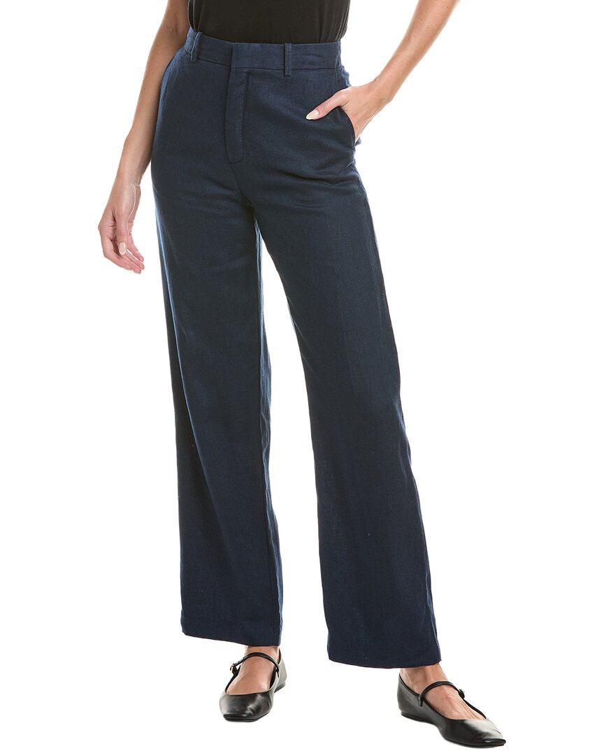 Dl1961 Mabel Straight Linen Trouser In Blue