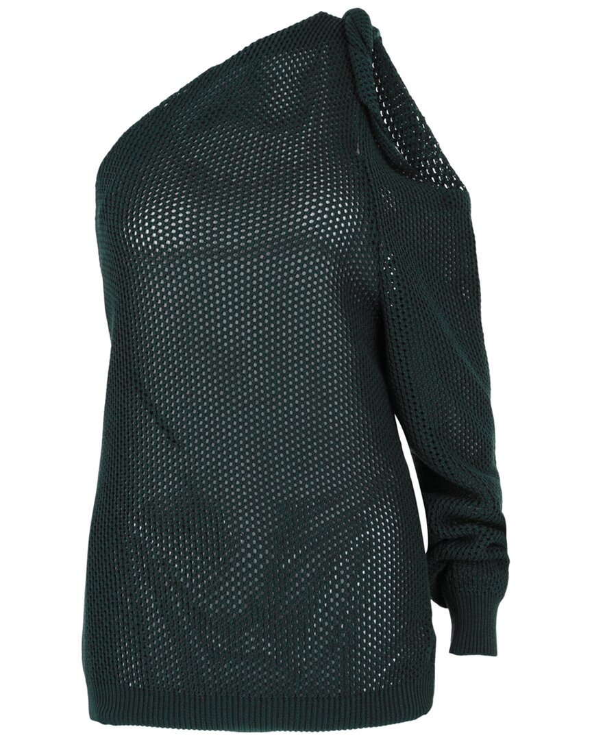 Givenchy One-shoulder Woven Knit Wool-blend Top In Green