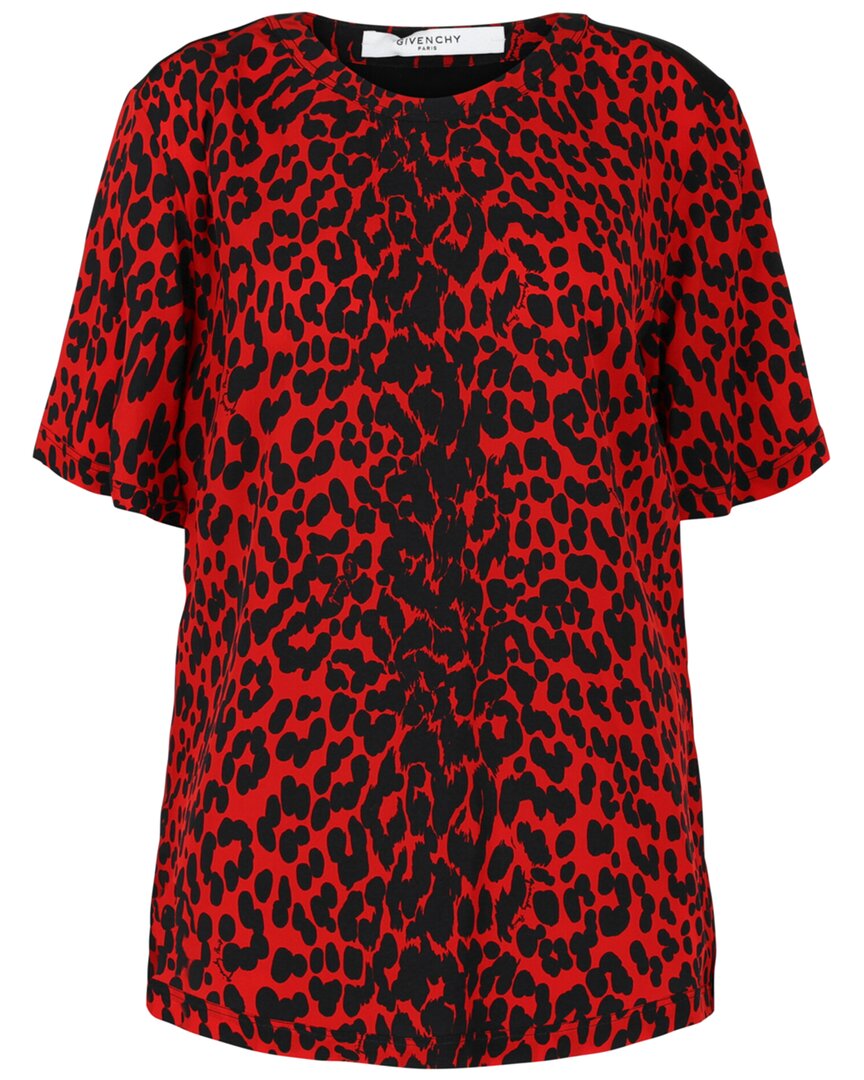 Givenchy Leopard Printed Silk Top In Red