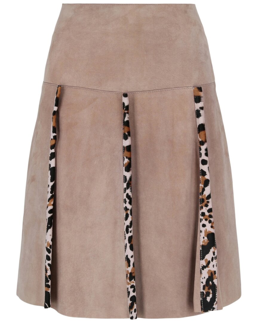 Bottega Veneta Pleated Leather Mini Skirt In Brown