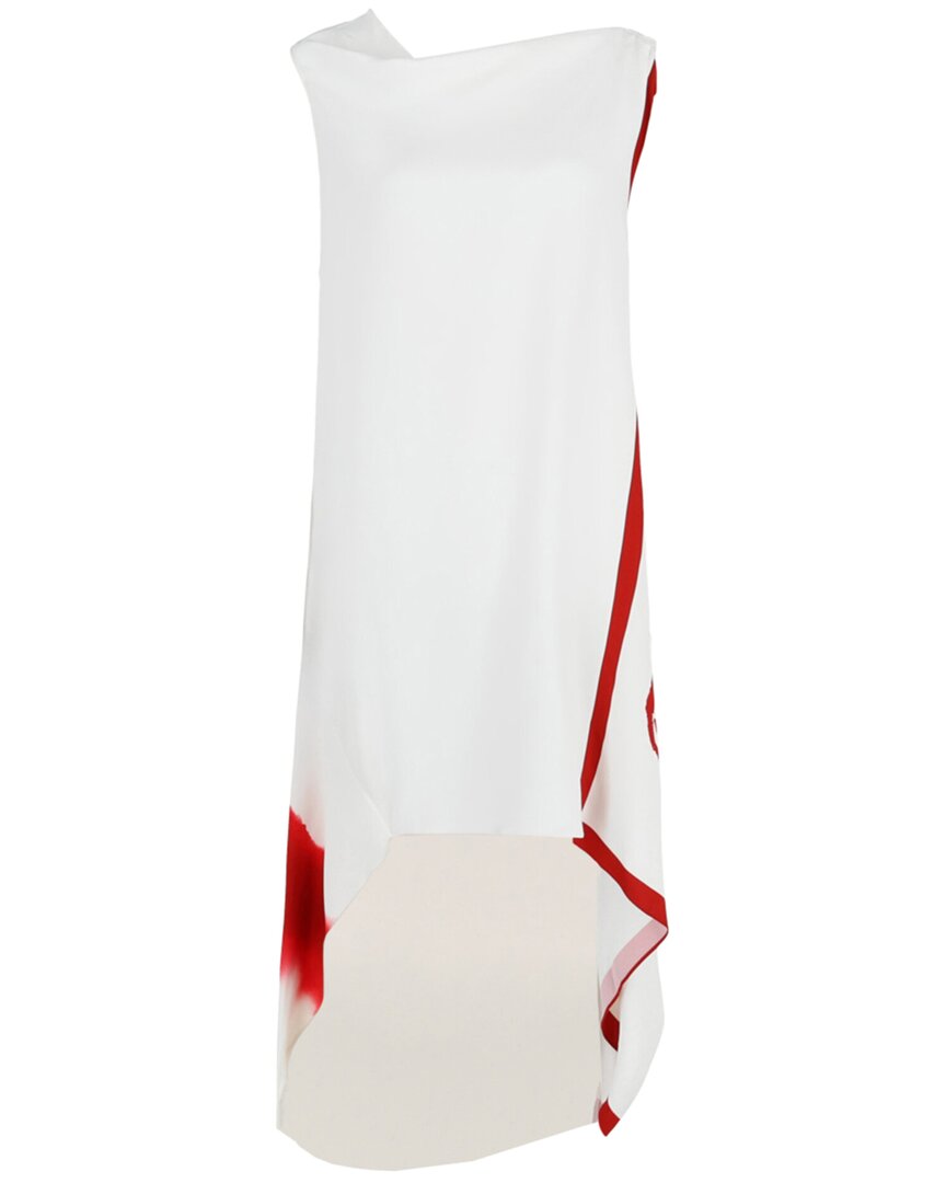 Ferragamo Asymmetric Midi Dress In White