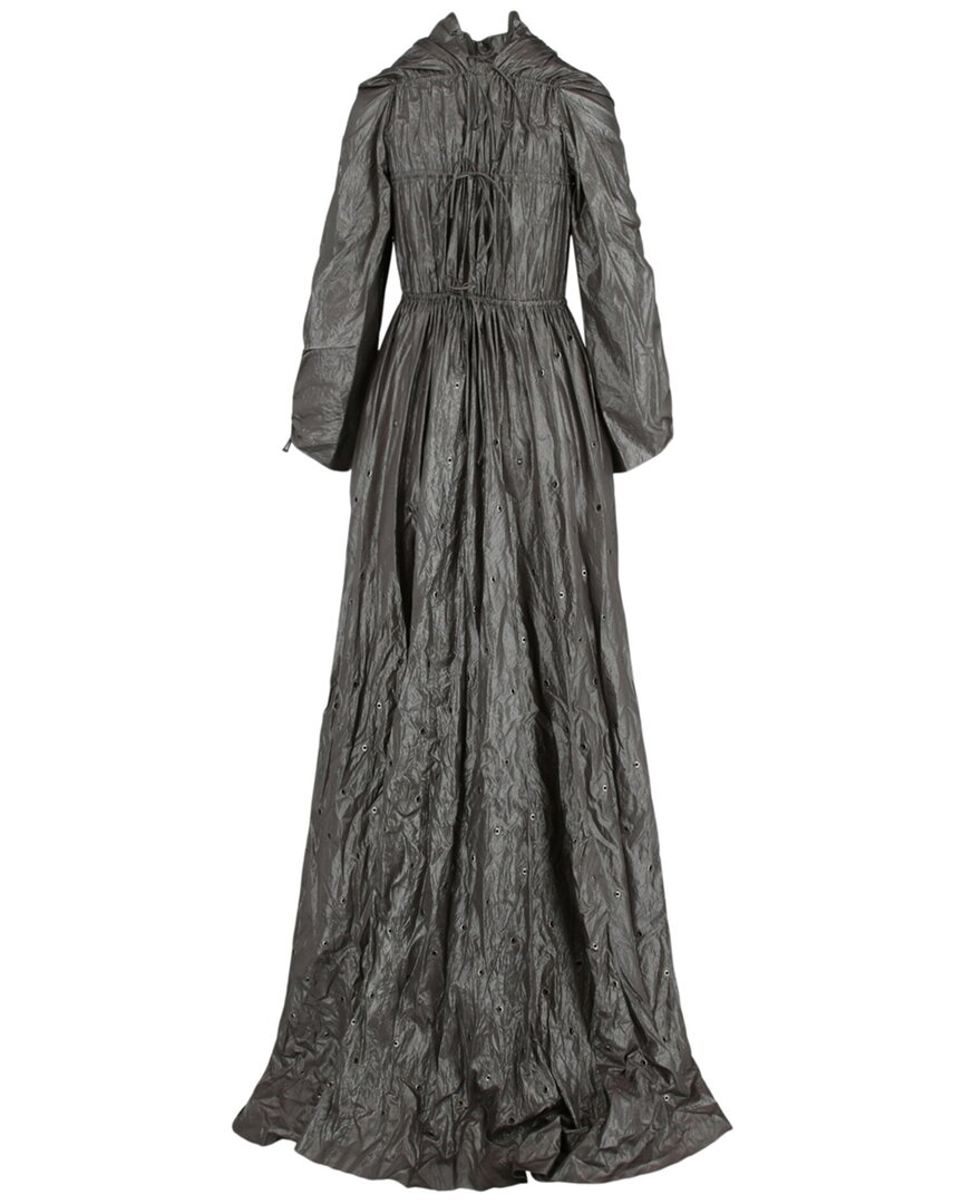 Bottega Veneta Grommet Detailed Silk Maxi Dress In Gray