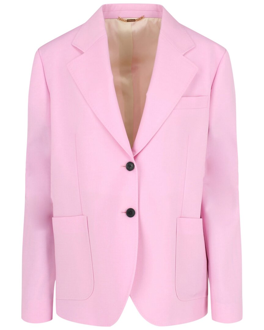 Versace Wool Blended Blazer In Pink