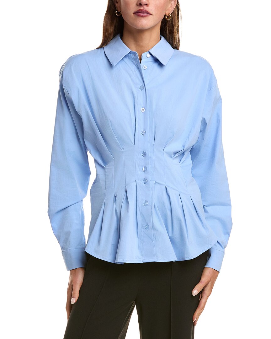 Luxe Always Pleated Shirt In Blue