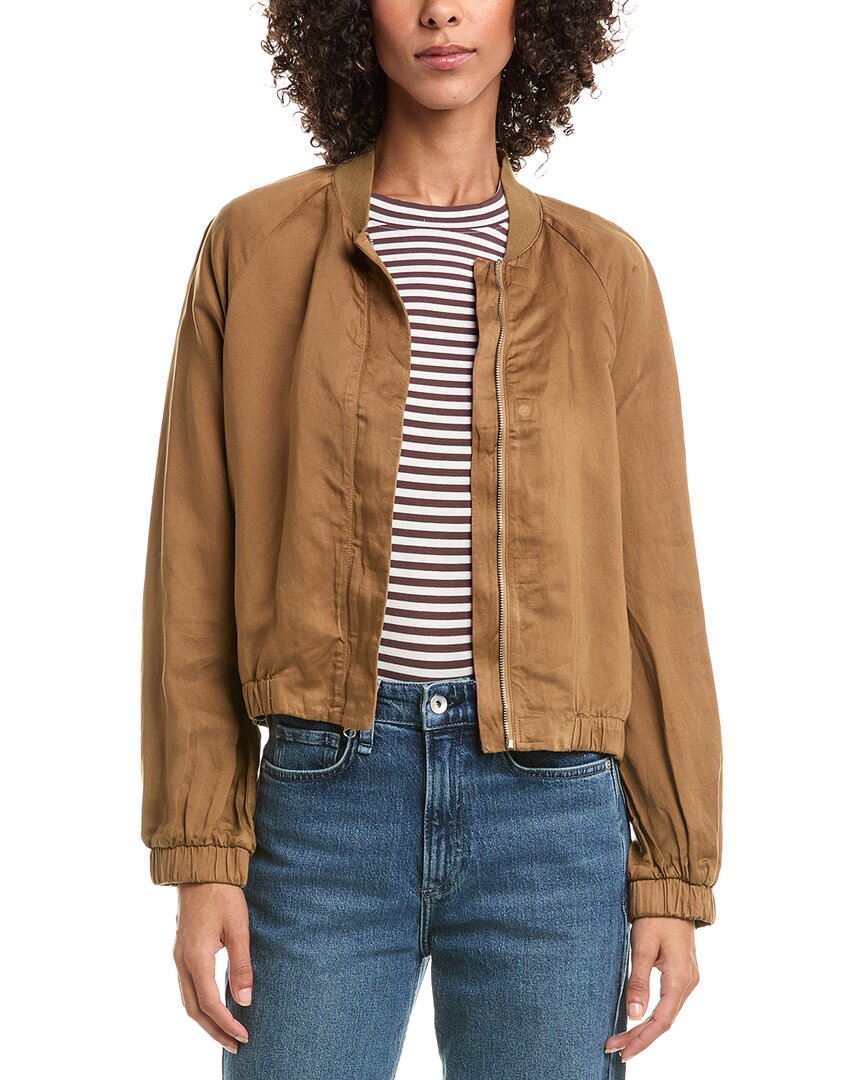 Bella Dahl Chloe Clean Linen-blend Bomber Jacket In Brown
