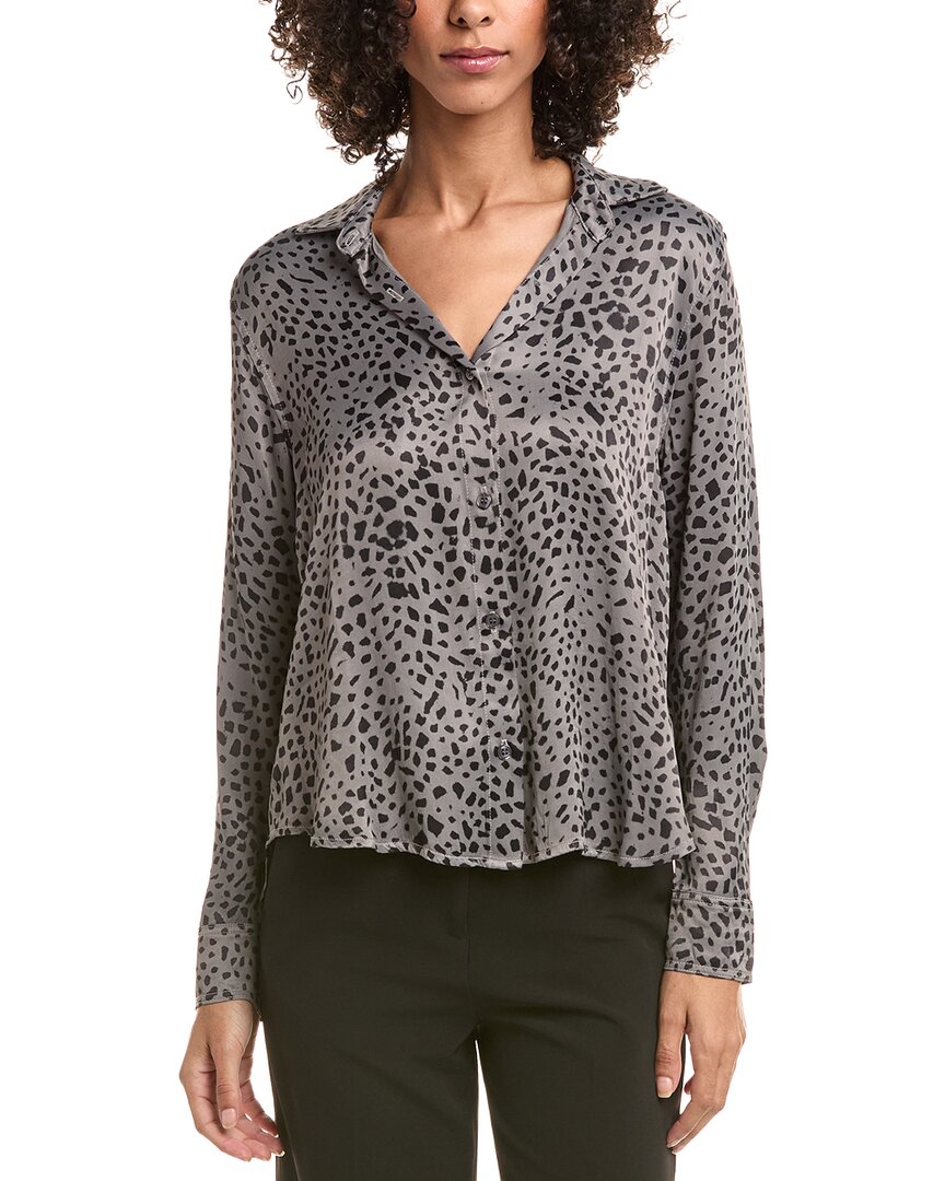Bella Dahl Flowy Hem Button Down Shirt In Gray