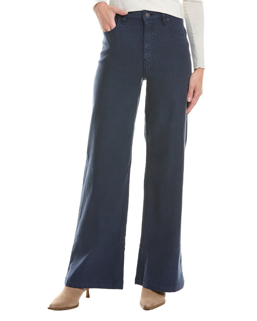 Hudson Jeans Jodie High-rise Loose Fit Linen-blend Mood Indigo Wide Leg Jean In Blue