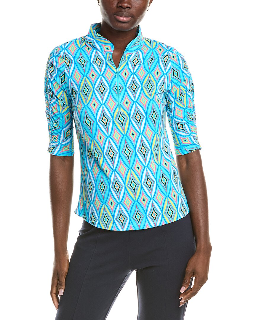Ibkul Elbow Sleeve Top In Blue