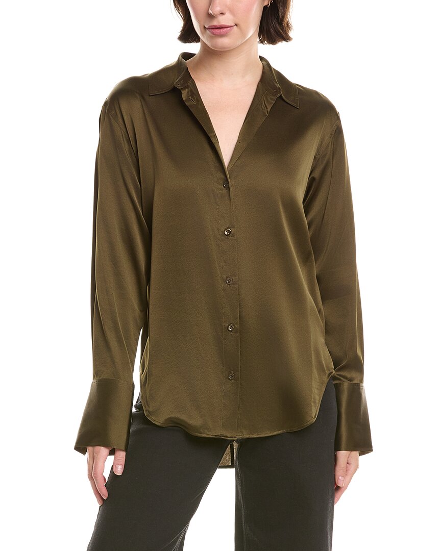 Frame Denim The Standard Silk-blend Shirt In Green