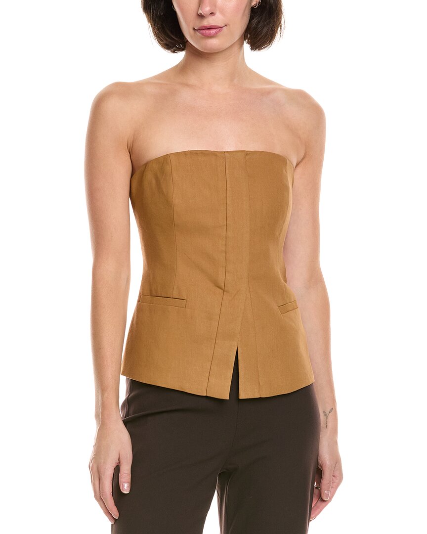 A.l.c . Renee Linen-blend Bustier Top In Brown