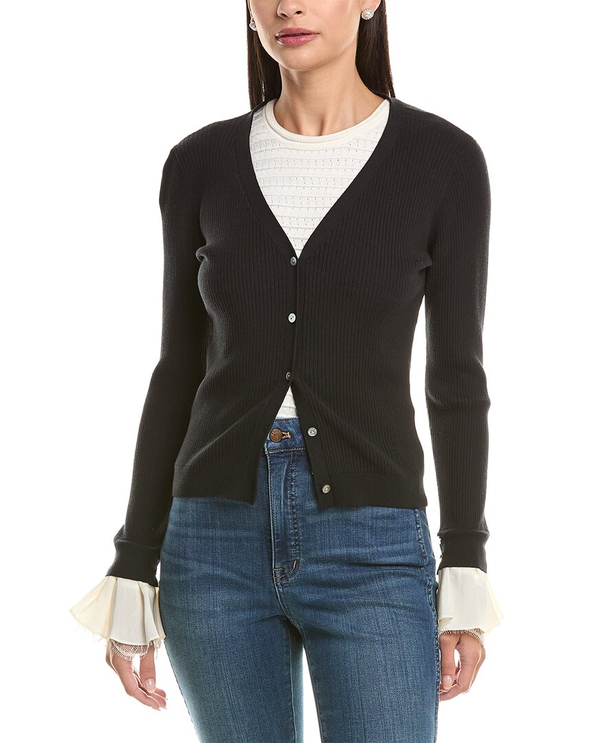 Cinq À Sept Bernadette Pre-styled Rib Cardigan In Black
