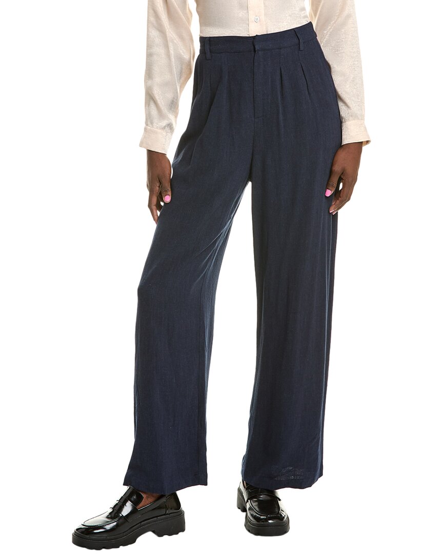 Sadie & Sage Sandy Cove Pleated Linen-blend Pant In Blue