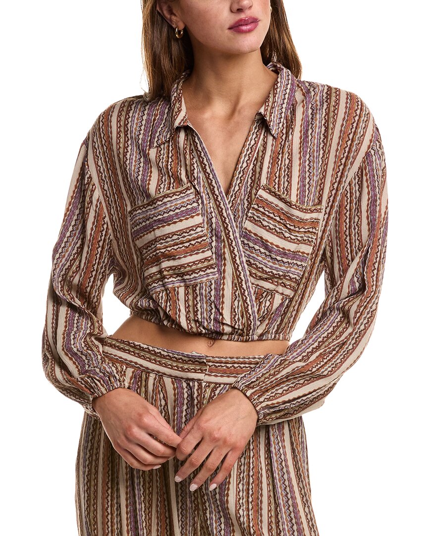 Sadie & Sage Bohemia Surplice Crop Top In Brown