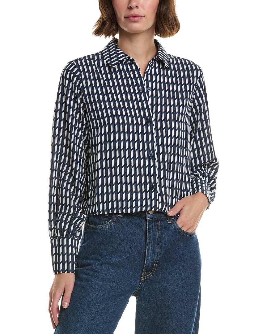Philosophy Di Lorenzo Serafini Philosophy Woven Collared Button Front Printed Shirt In Blue