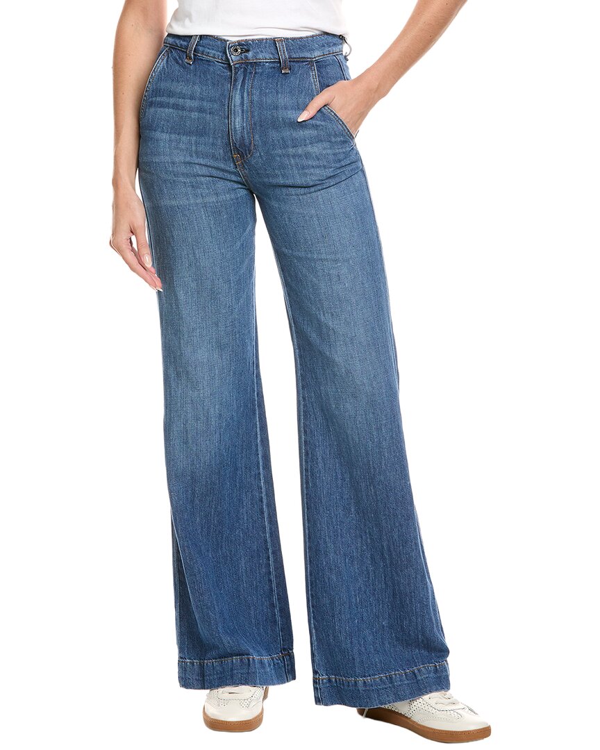 Askk Ny Summer Linen-blend Medium Wash Wide Leg Jean In Multi
