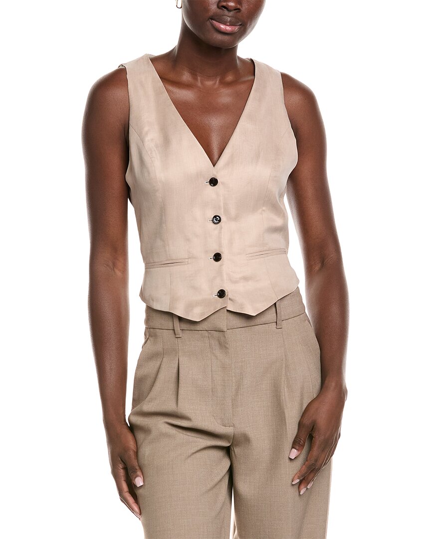Hugo Boss Slim-fit Waistcoat With Cut-out Back In Yellow