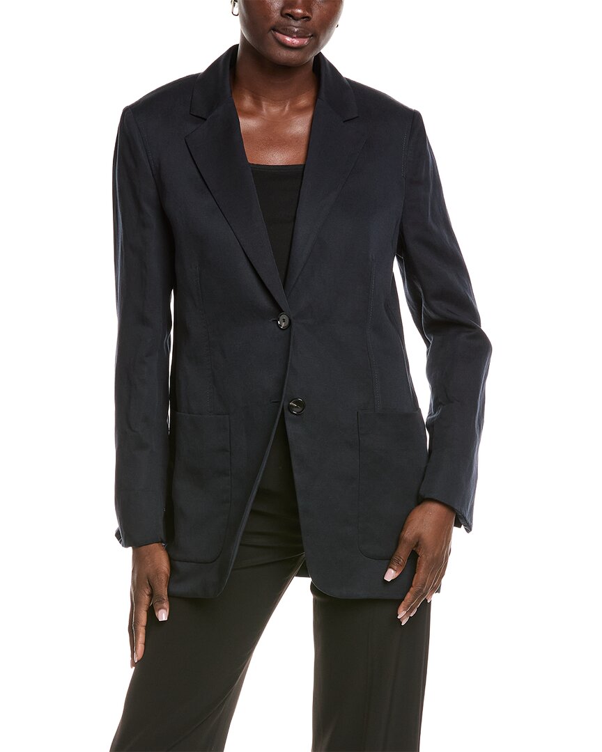 Hugo Boss Janika Linen-blend Blazer In Blue