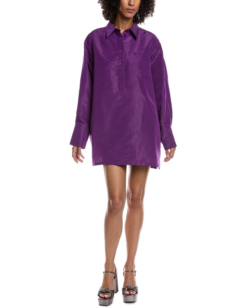 Valentino Oversized Silk-faille Shirt In Purple