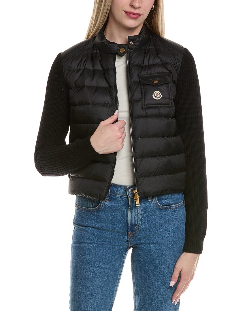Moncler Wool & Cashmere-blend Sweater Jacket In Black