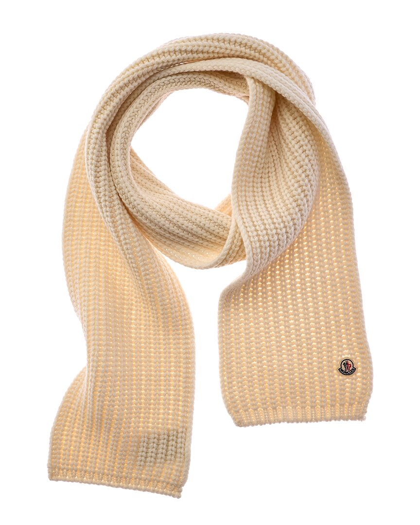 Moncler Knit Wool & Cashmere-blend Scarf In Neutral