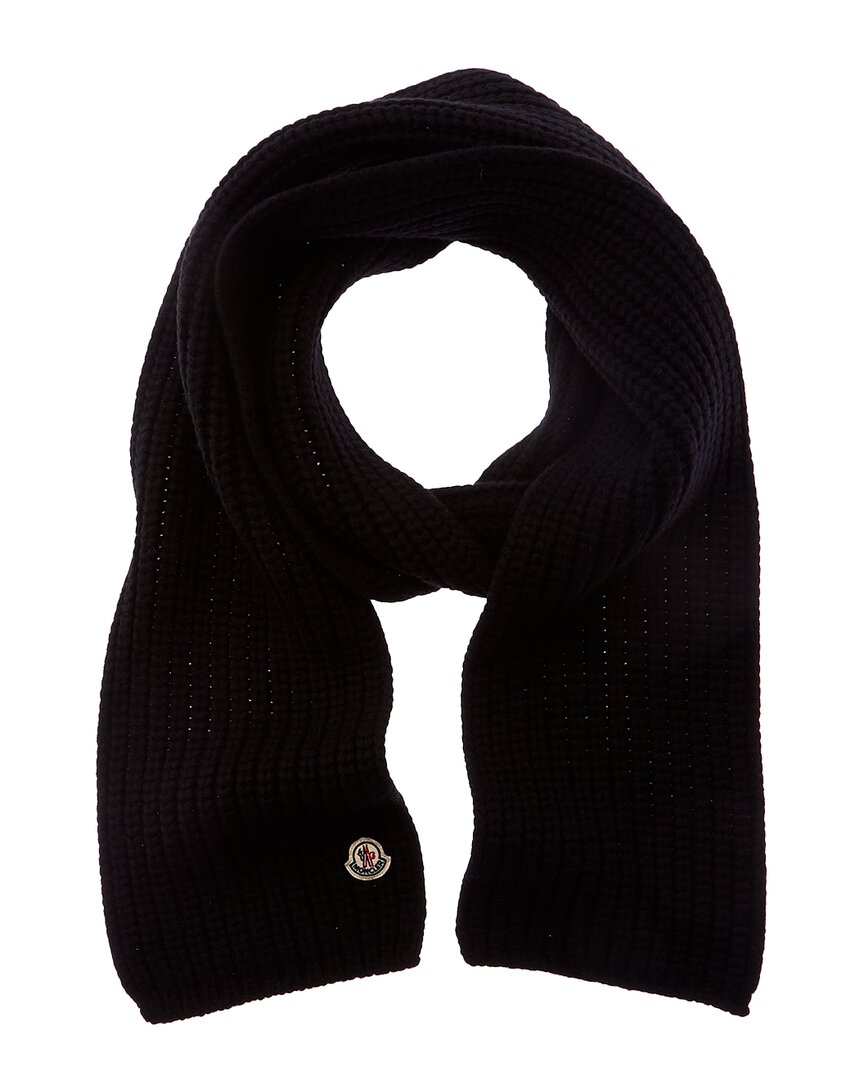 Moncler Wool And Cashmere Blend Scarf In Black