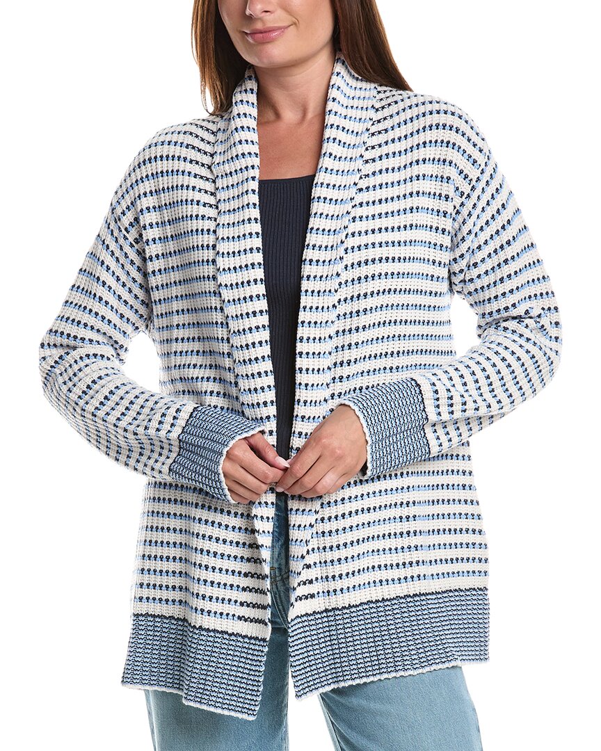 Splendid Stripe Open Front Cardigan In Blue