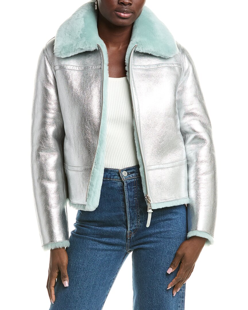 Mackage Betty Reversible Leather Jacket In Silver