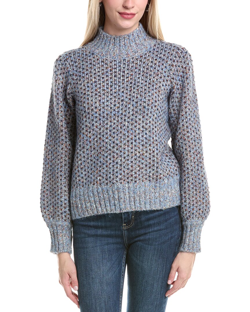 Cece Mock Neck Sweater In Blue