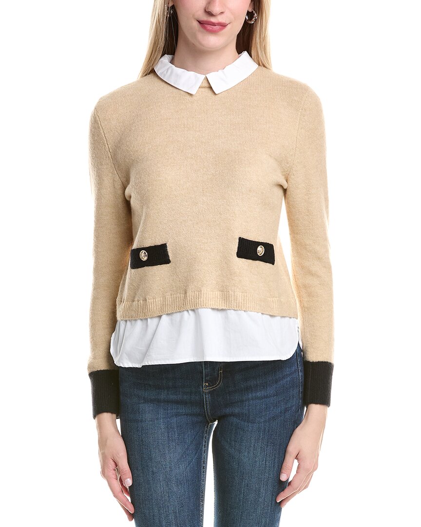 Cece Twofer Sweater In Neutral