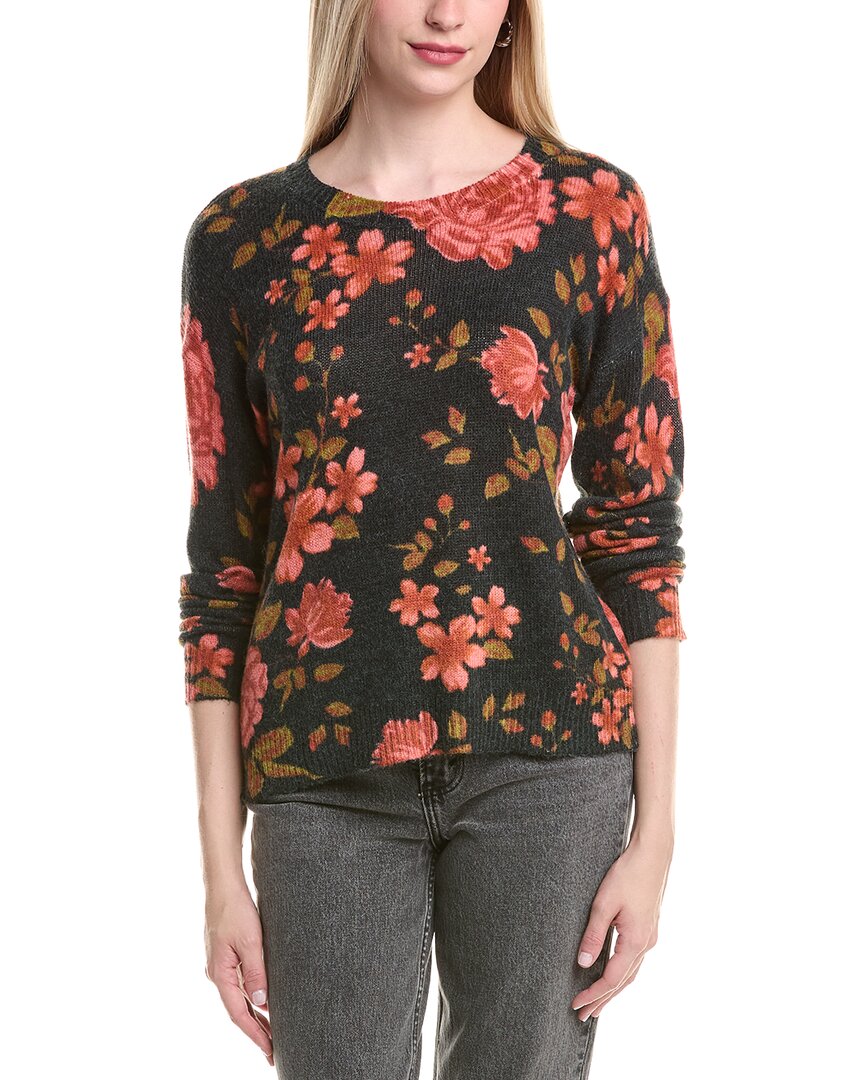 Cece Printed Floral Wool-blend Sweater In Brown