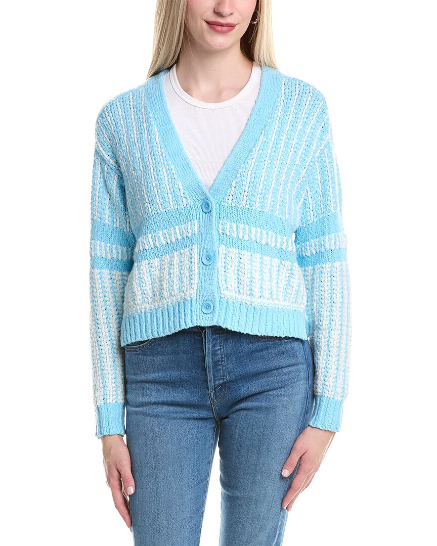 Autumn Cashmere Pointelle-knit Cotton Cardigan In Blue