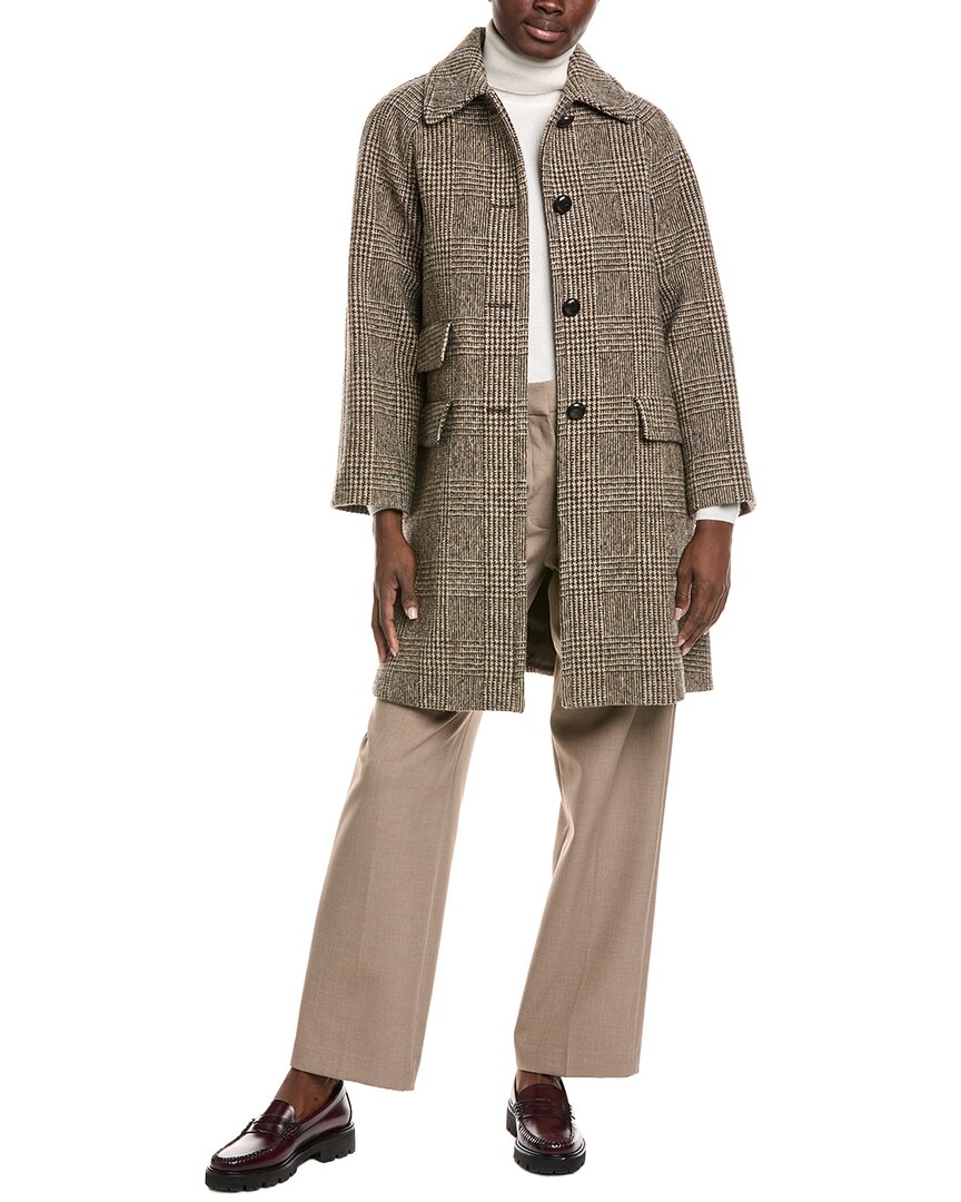 Weekend Max Mara Pitone Wool-blend Coat In Brown