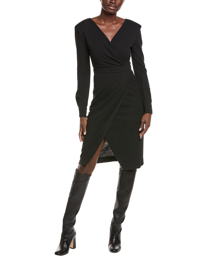 Max Mara Virtus Jersey Wool-blend Midi Dress In Black