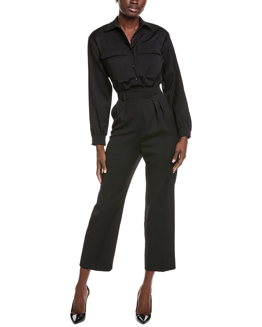 Max Mara Ragusa Wool Jumpsuit In Black