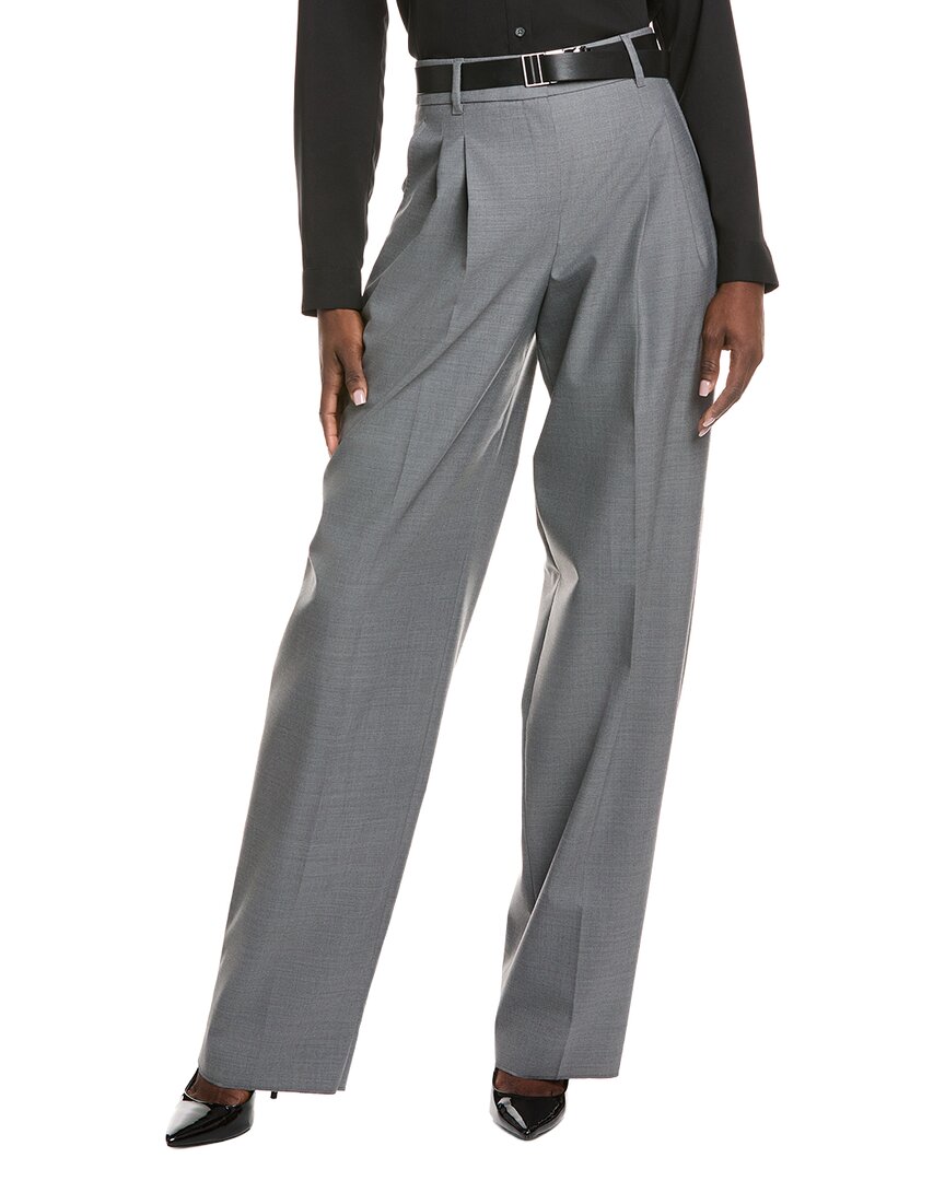 Max Mara Juanita Long Wool-blend Trouser In Gray