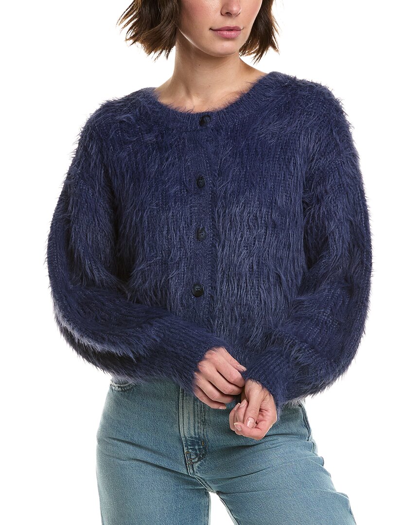 Velvet By Graham & Spencer Holland Shaggy Cardigan In Blue