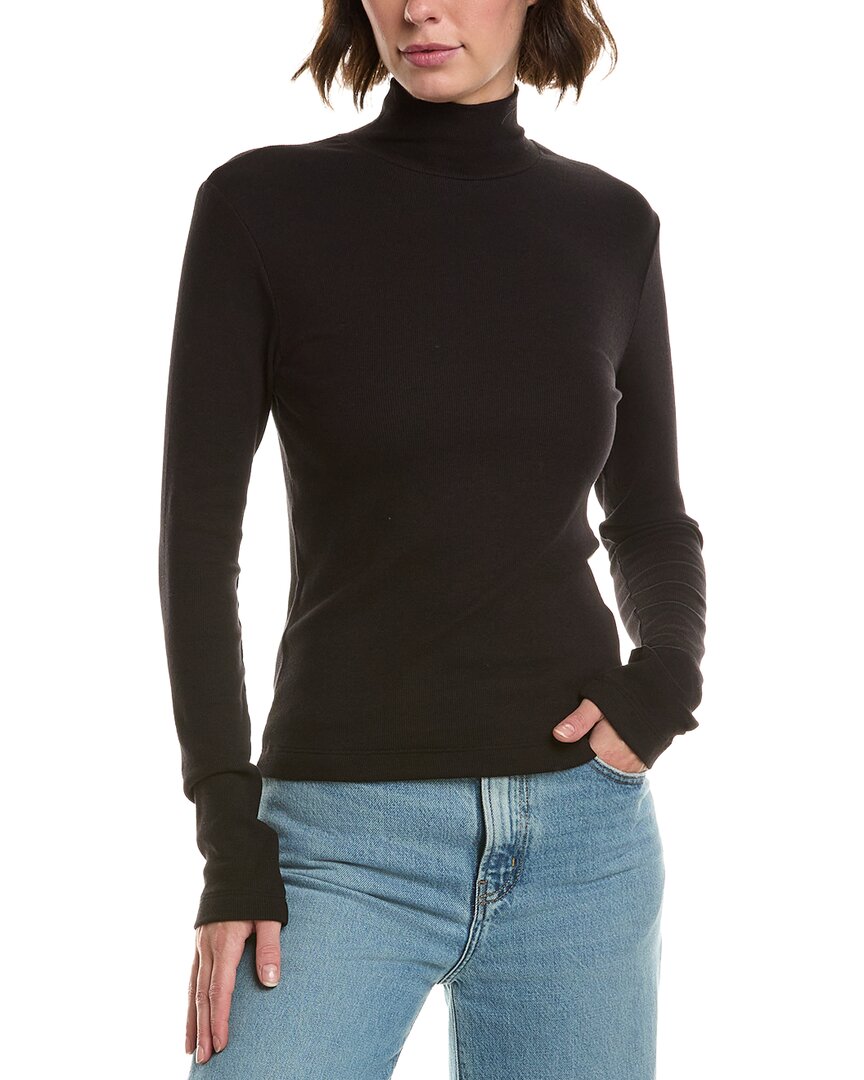 Velvet By Graham & Spencer Helms Mock Neck Baby Rib T-shirt In Multi