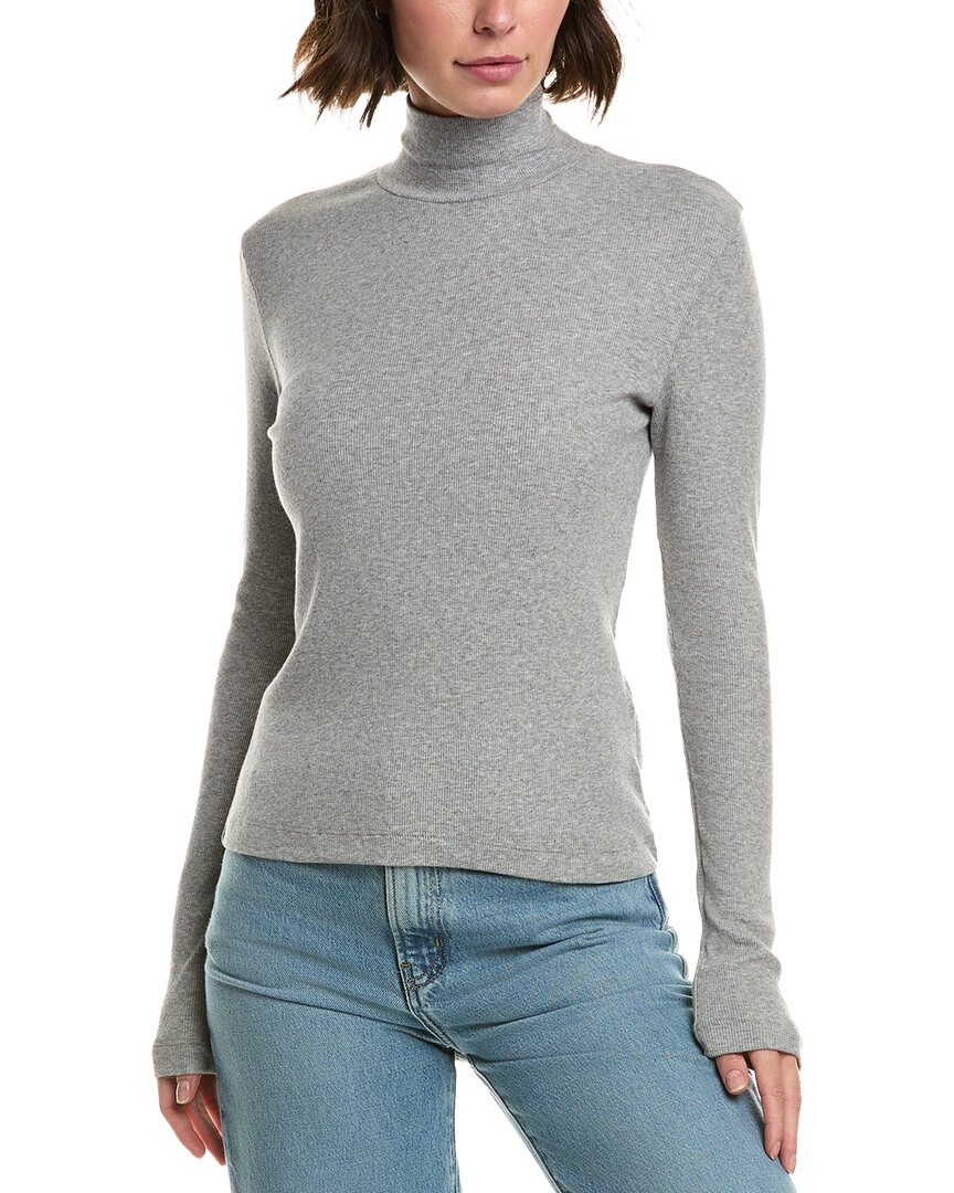 Velvet By Graham & Spencer Helms Mock Neck Baby Rib T-shirt In Multi